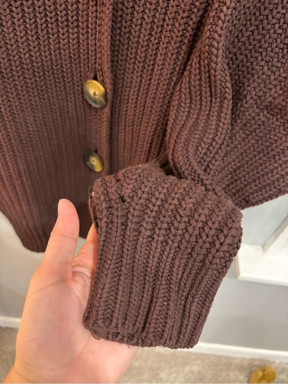 Free People Swim Too Deep Cardi size XS in Brown oversized button front ribbed - Picture 8 of 14